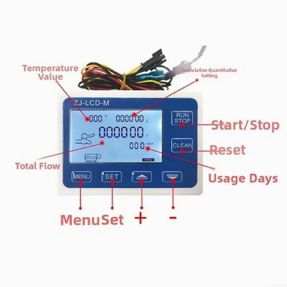 Medidor de flujo digital con pantalla LCD DC 12V Salida de pulso Sensor de flujo de agua 6.36-763m³/h Controlador cuantitativo para válvula solenoide Cuerpo de polioximetileno Diseño compacto