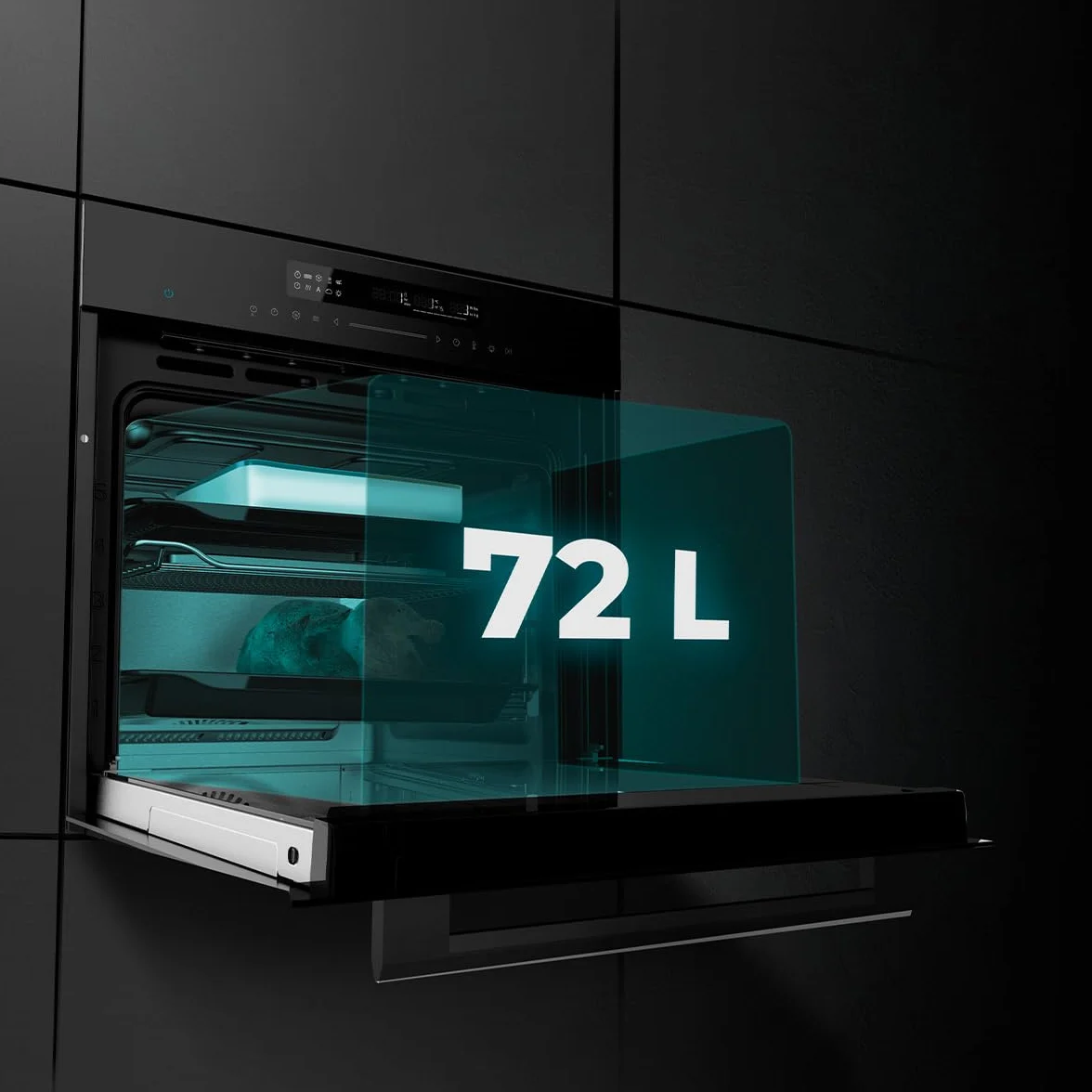 Cecotec Horno Integrable 60cm Bolero Hexa SM406000 2900W 72L 12 Funciones Piedra para Pizzas Steam Assist EasyClean Eco Defrost