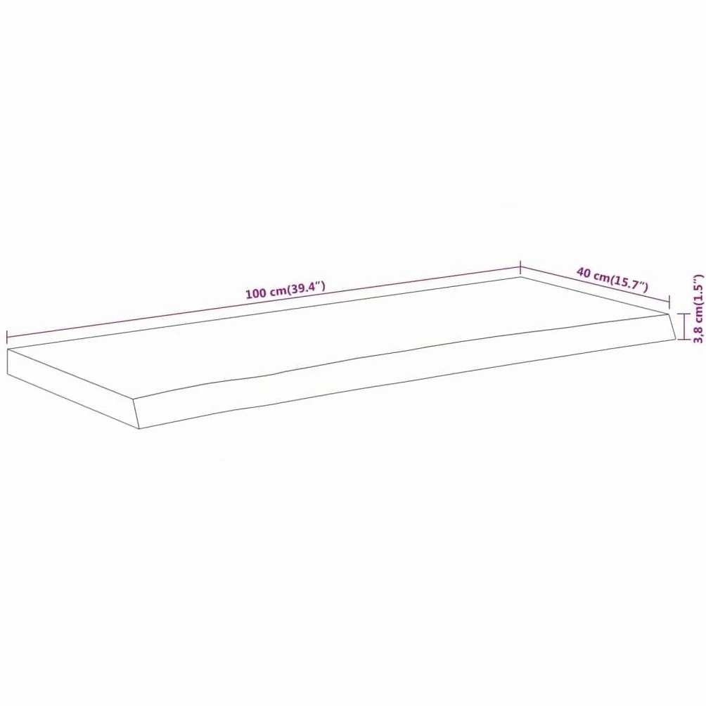 vidaXL Tablero Rectangular, Superficie de Mesa Auxiliar, Tablero de Repuesto, Superficie de Comedor, Madera de Acacia Borde Vivo 100x40x3,8 cm