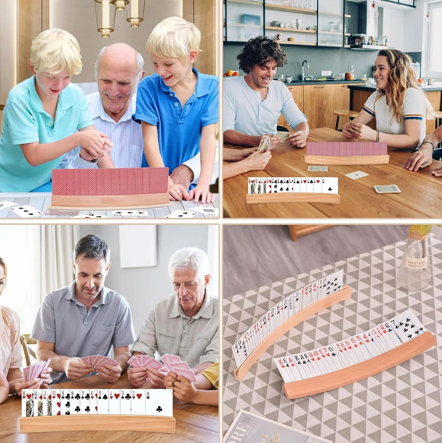 JAWAI Soporte para Juego de Cartas 4 Piezas Manos Libres para Mayores Adultos Niños