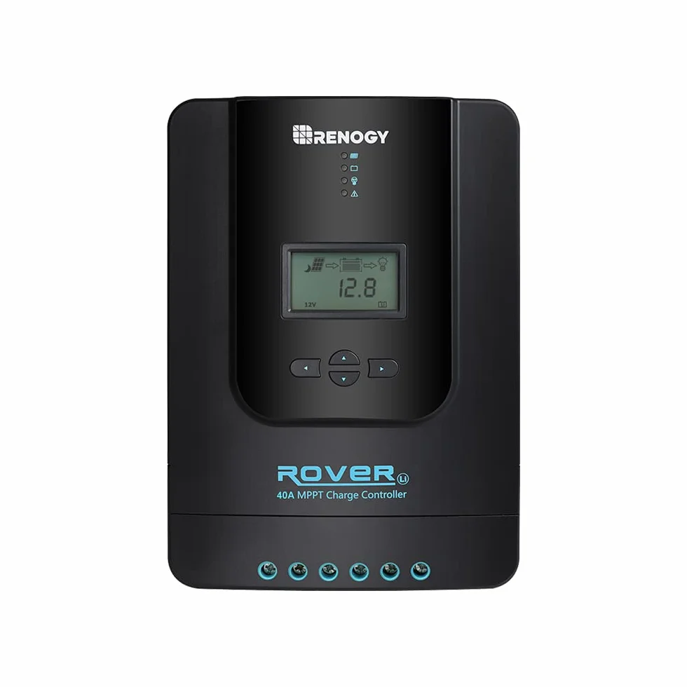 Renogy Regulador de Carga Solar MPPT 40A 12V/24V con Pantalla LCD Ajustable y Entrada DC Compatible con Módulo Bluetooth