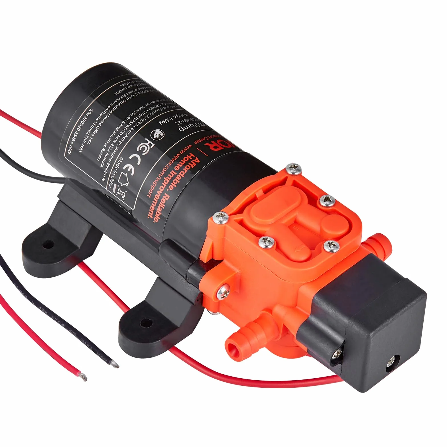 VEVOR Bomba de Diafragma 4,5 L/min Autocebante 2 Cámaras 5,5 Bar para Autocaravanas Caravanas Barcos Riego