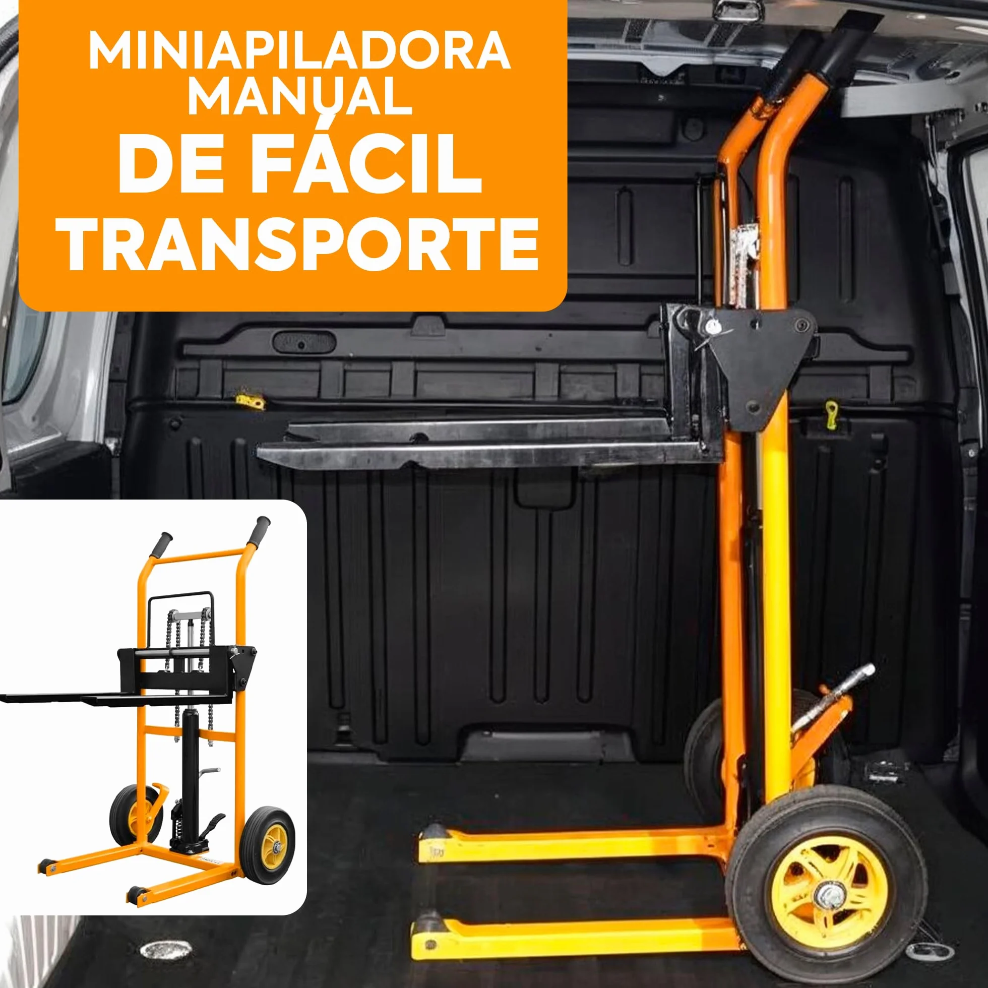Mini Apilador Manual 200 Kg Amarillo (SDJL200) | Elevación 900 mm |