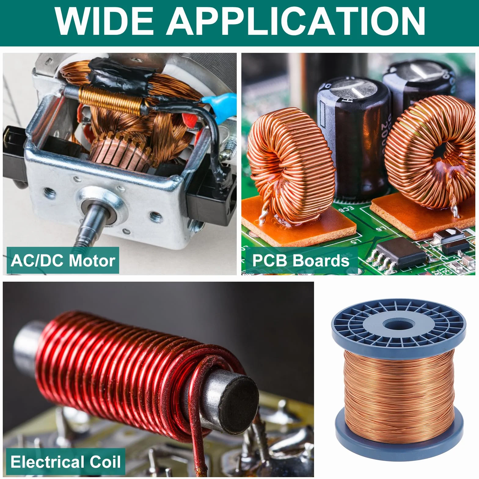 QUARKZMAN Alambre Esmaltado 22 AWG, Alambre De Cobre Esmaltado Calibre 22 48 Oz Bobina Magnética Para Transformador, Motor, Eléctrico, Grado F 311 Fahrenheit (155 Celsius)