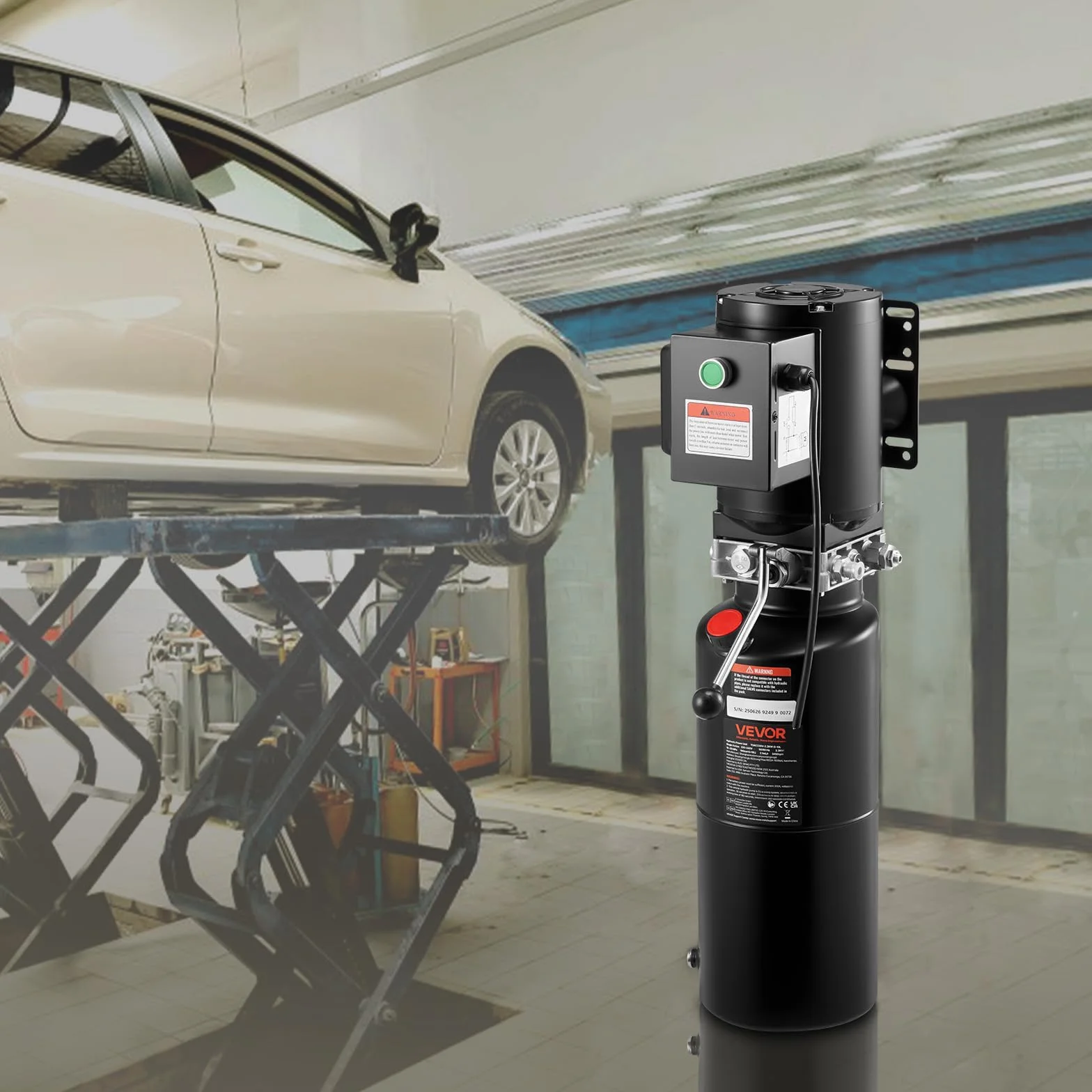VEVOR Bomba Hidráulica de Simple Efecto, Caudal de Aceite de 6,3 L/min, Presión Máxima de Descarga 22 MPa, para Camiones, Talleres Mecánicos y Elevadores de Vehículos, Negro, 710 x 250 x 260 mm