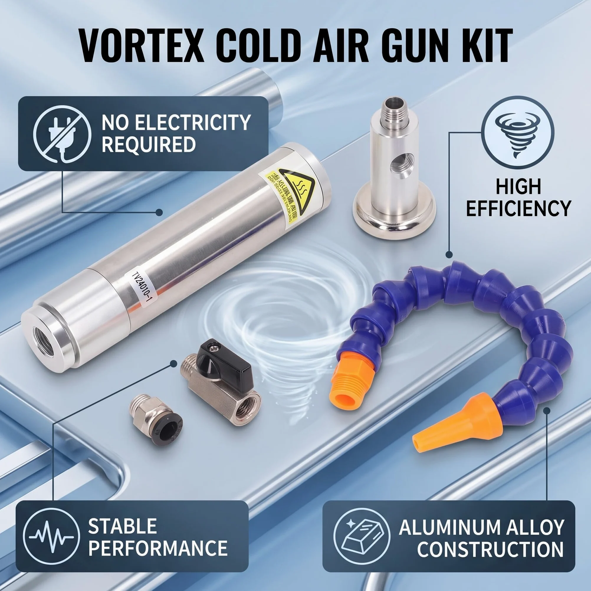 Juego de Pistola de Enfriamiento de Aire Estándar de 5 uds. Enfriador de Tubo Vortex de Aleación de Aluminio