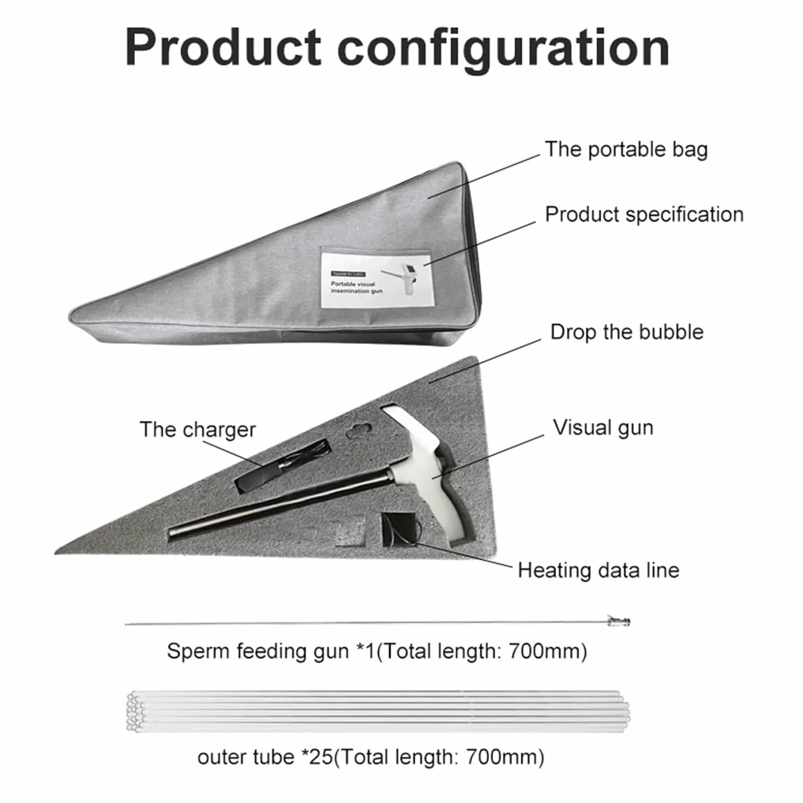 Vaca Dispositivo de Inseminación Artificial Vaca Endoscopio Visual Pistola AI Herramientas Kit de cría Veterinaria para el Ganado de Caballos