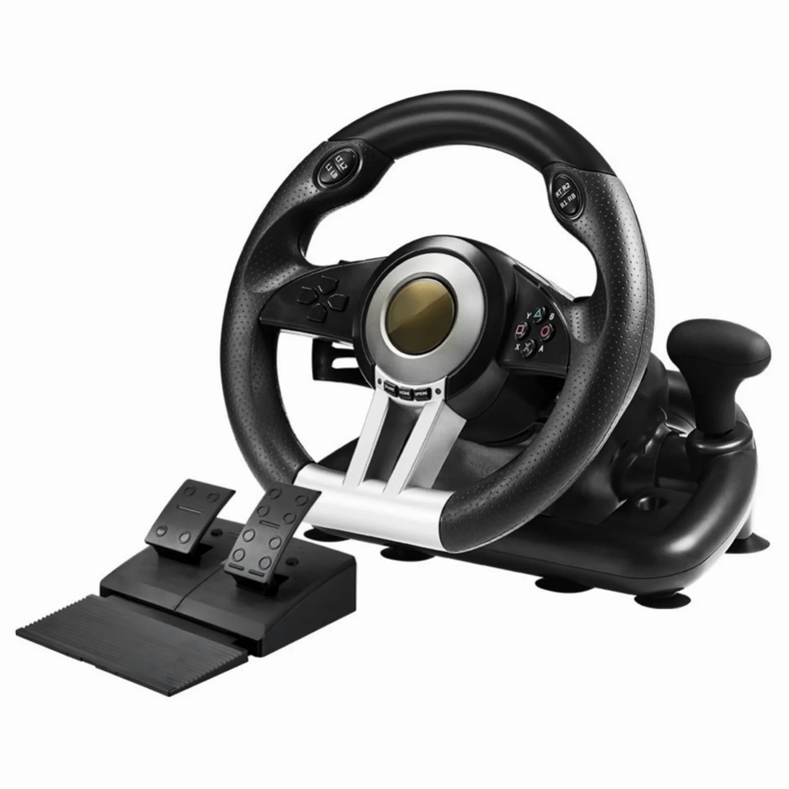 Opatiny Volante para juegos compatible con PC Switch One, ABS para volante de carreras con pedal, negro para Sim Racing naranja de 30 cm (negro)