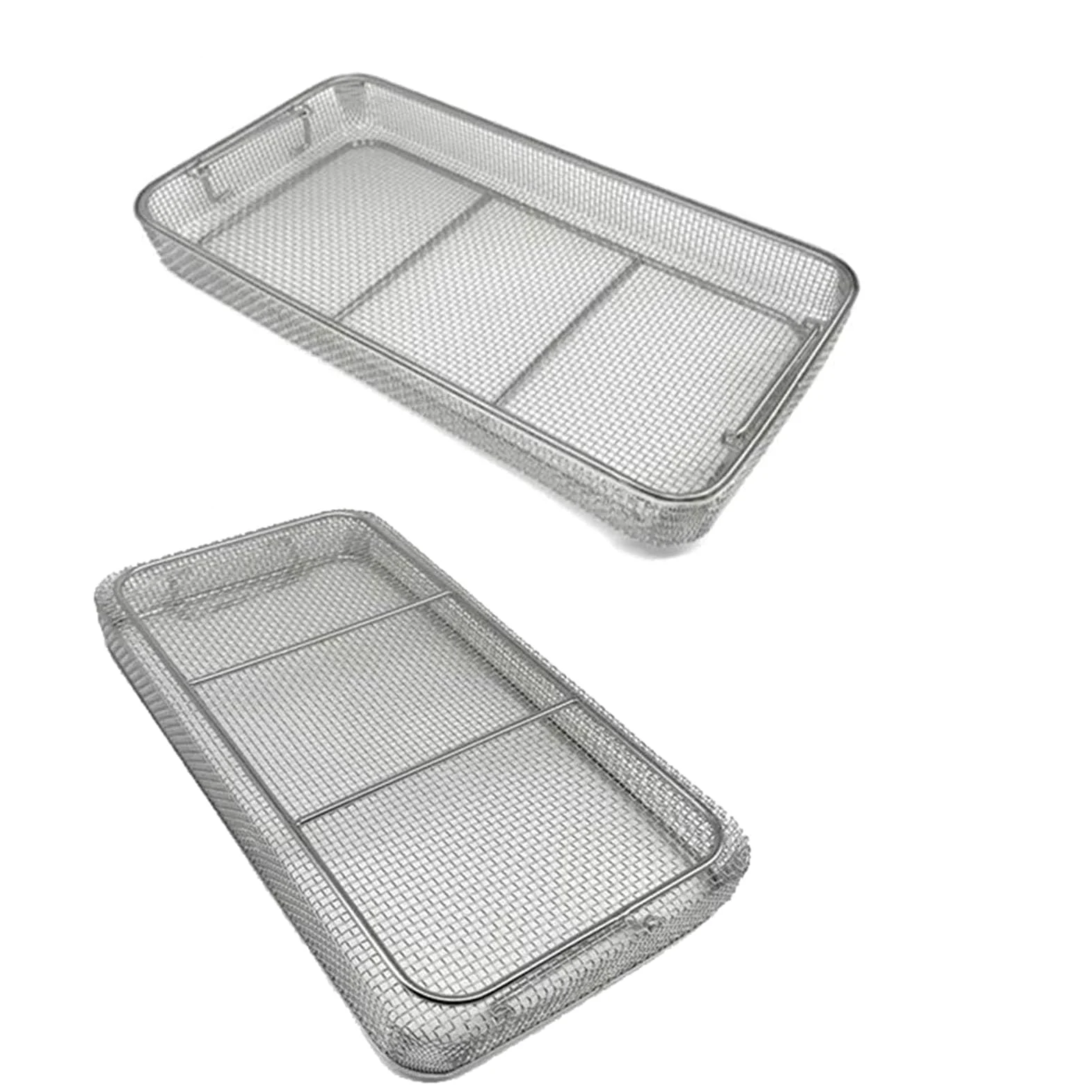 Cesta de esterilización médica, bandeja perforada de acero inoxidable para uso hospitalario y laboratorio