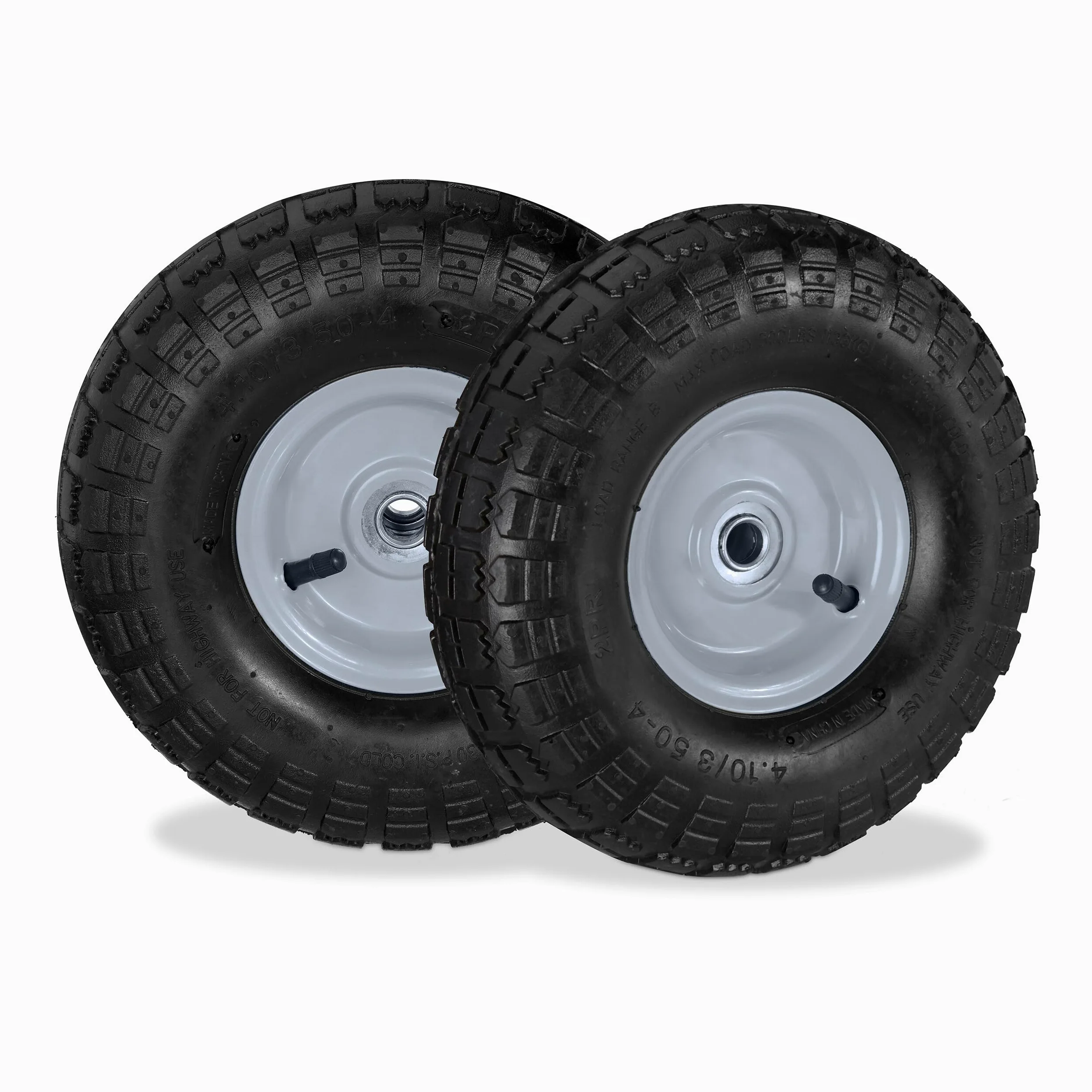 8 Ruedas Carretilla 4.1/3.5-4, Neumáticos de Recambio, Eje de 16 mm, hasta 136 kg, 260 x 85 mm, Negro/Gris