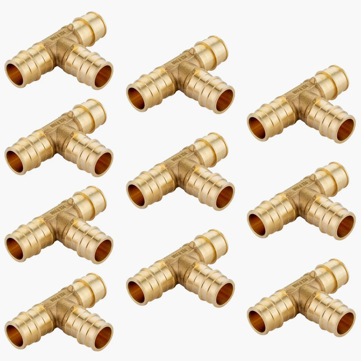 Paquete de 10 accesorios de latón de expansión de flujo completo EFIELD Pex A, 3/4 x 3/4 x 3/4 pulgadas, solo para conexión de tubo Pex-A, ASTM F1960, (PEX1960043)