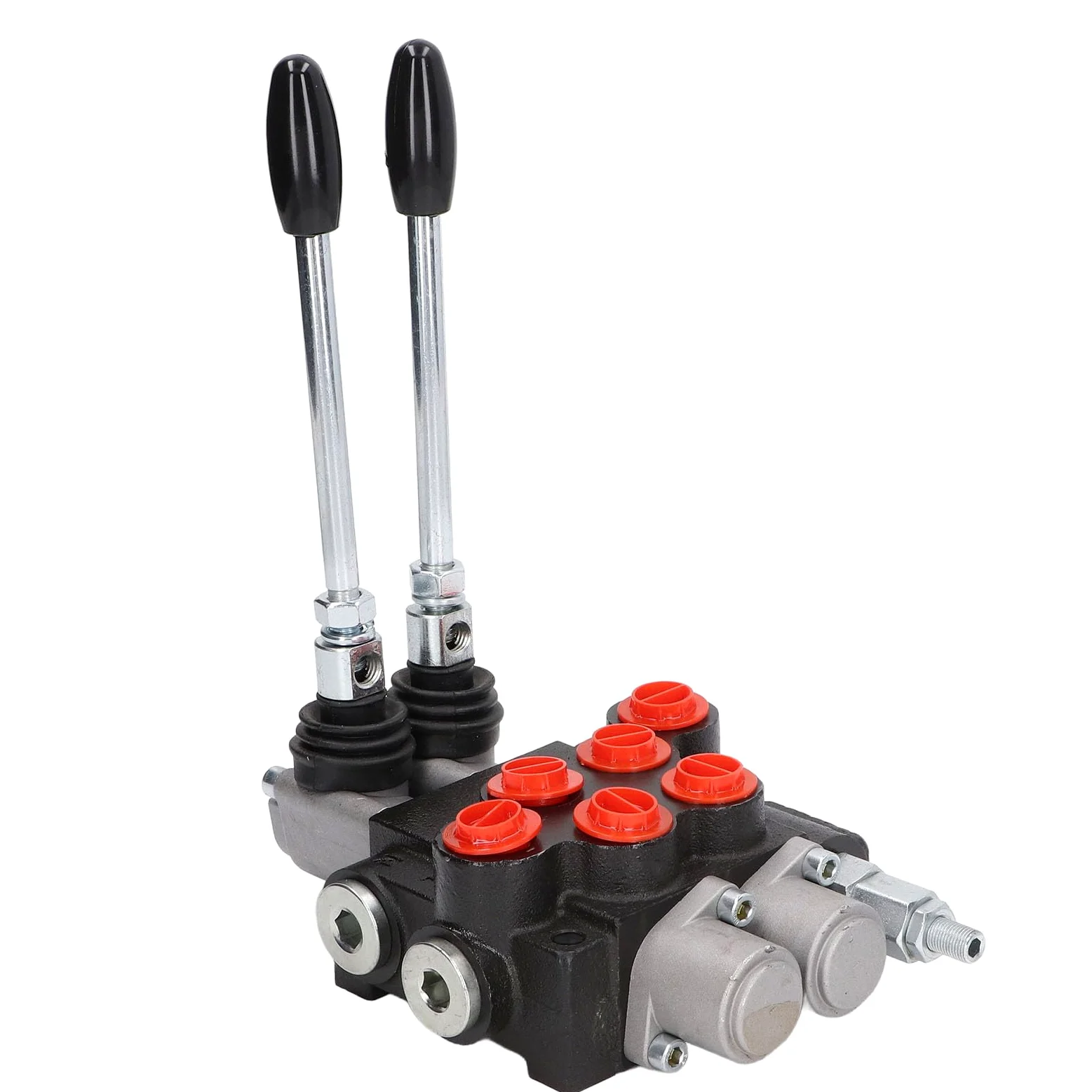 Jeffergarden Control Direccional de Válvula Hidráulica, Hierro Fundido, Válvula de Control de Doble Efecto de 2 Carretes P40-2OT para Cargadores de Tractores Pequeños