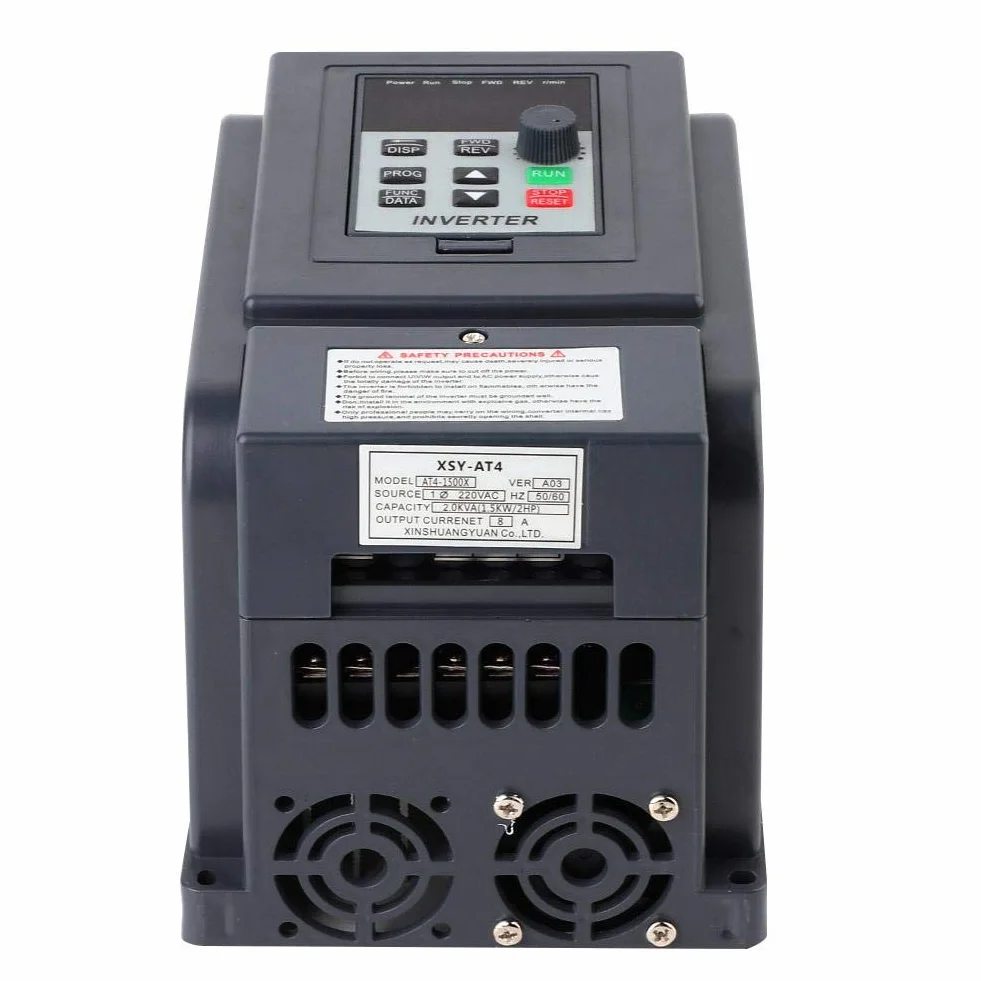 Variador de Frecuencia, Vfd AC 1.5Kw, 220V Entrada 380V Salida, Convertidor de Frecuencia Monofasico a Trifasico, Control PWM, Alto Par, Alta Precisión, Bajo Ruido