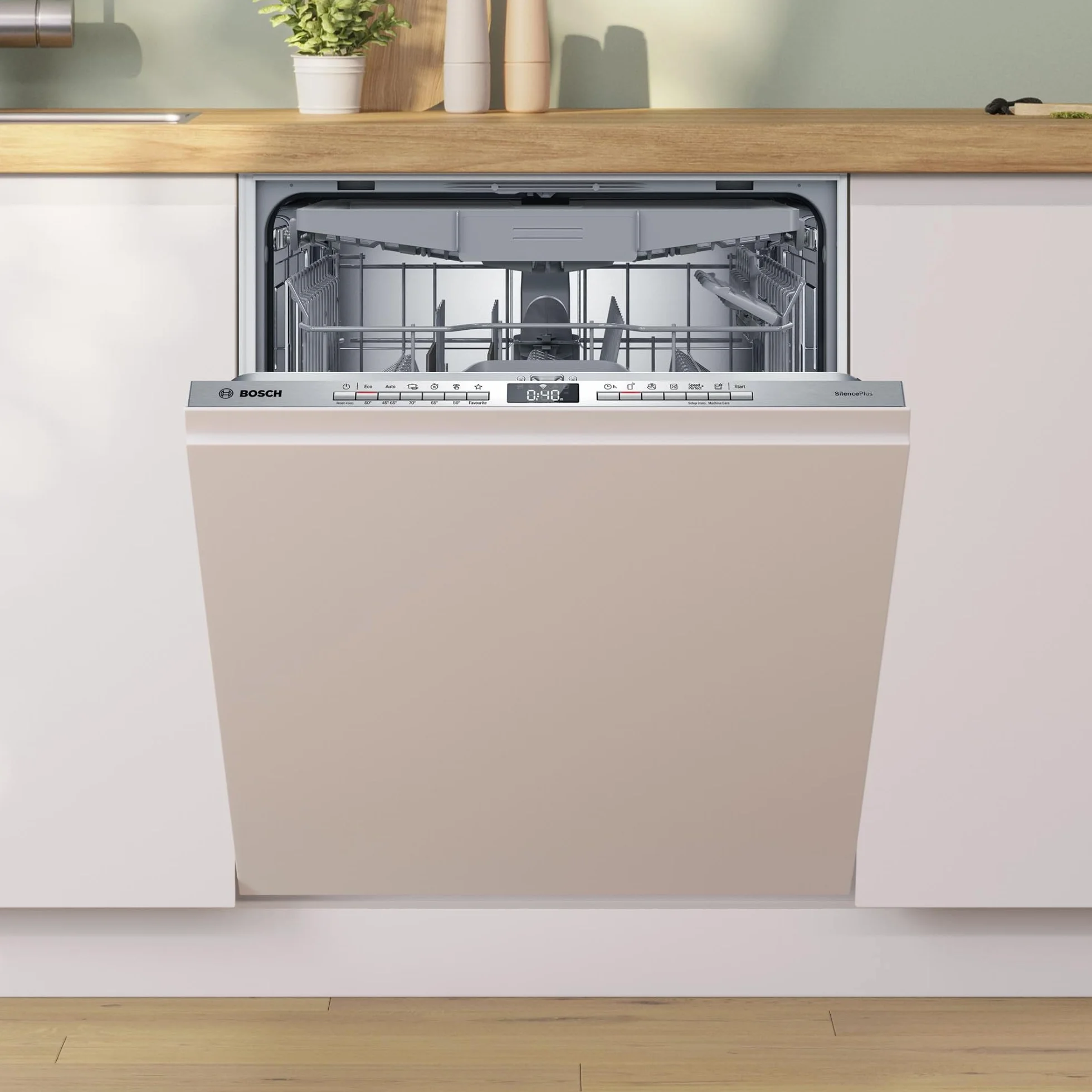 Bosch Lavavajillas Totalmente Integrable Serie 4 13 Servicios 3ª Bandeja Cubiertos SMV4ENX06E