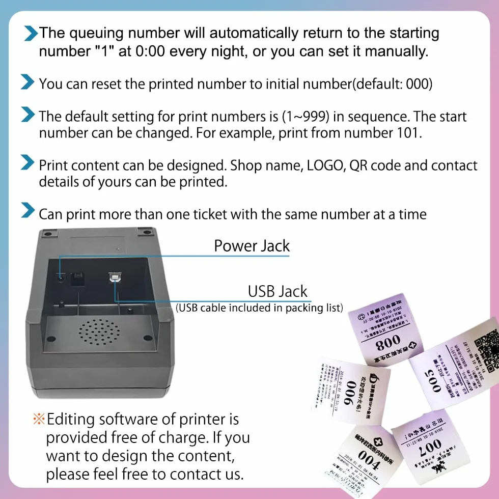 Sistema Gestion de Colas—Impresora Turnos | Impresoras Termicas Gestion Turnos, Dispensador de Tickets Su Turno, Maquina para Pedir Turno (El Texto Impreso Puede editarse Desde el PC)