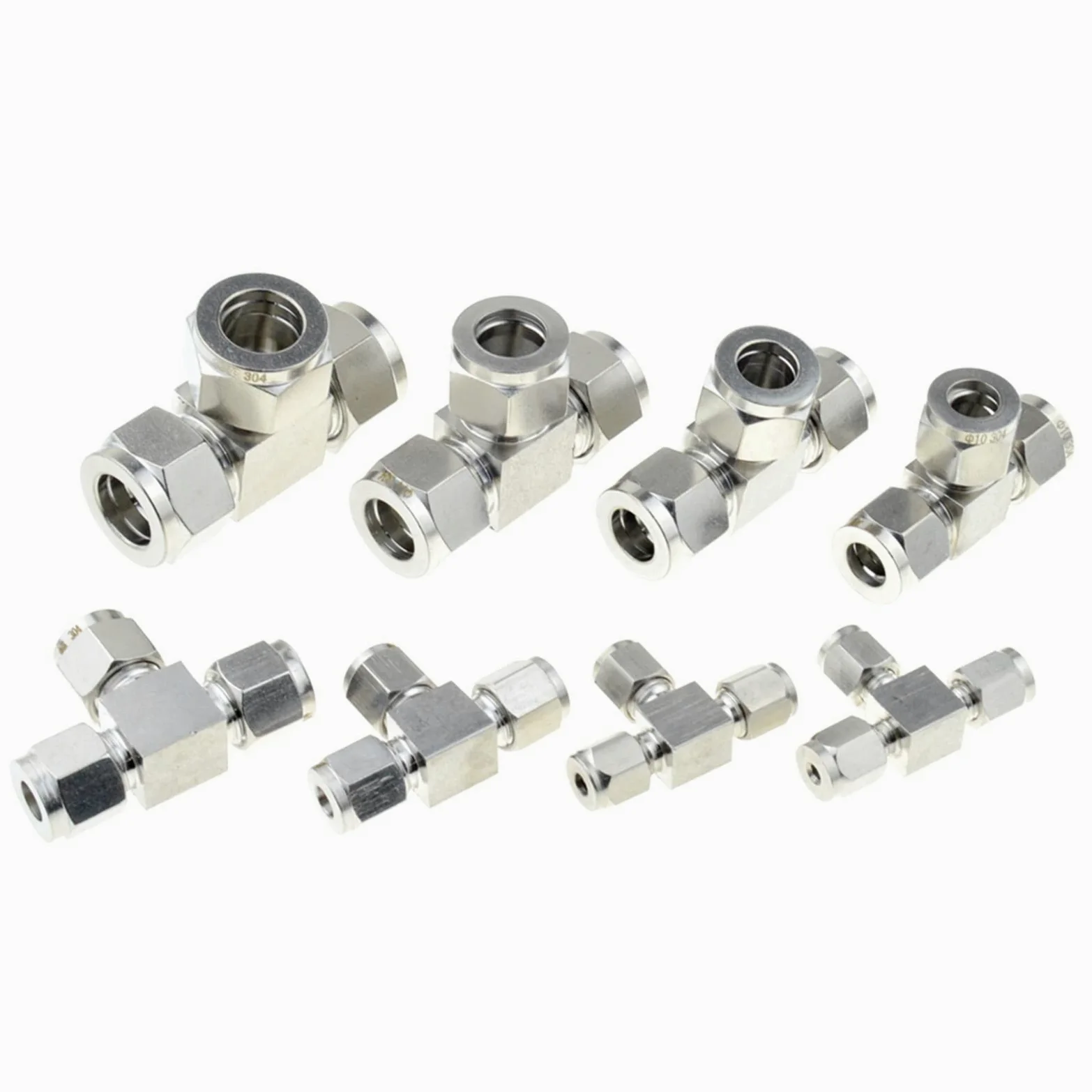 Coupling, Stainless Steel Hex Nipple,Pipe-Fitting T Shaped 3 Way Compressor Fitting, Tube Ferrule Union Compression SS Pipe Connector Stainless Steel 304(6mm)