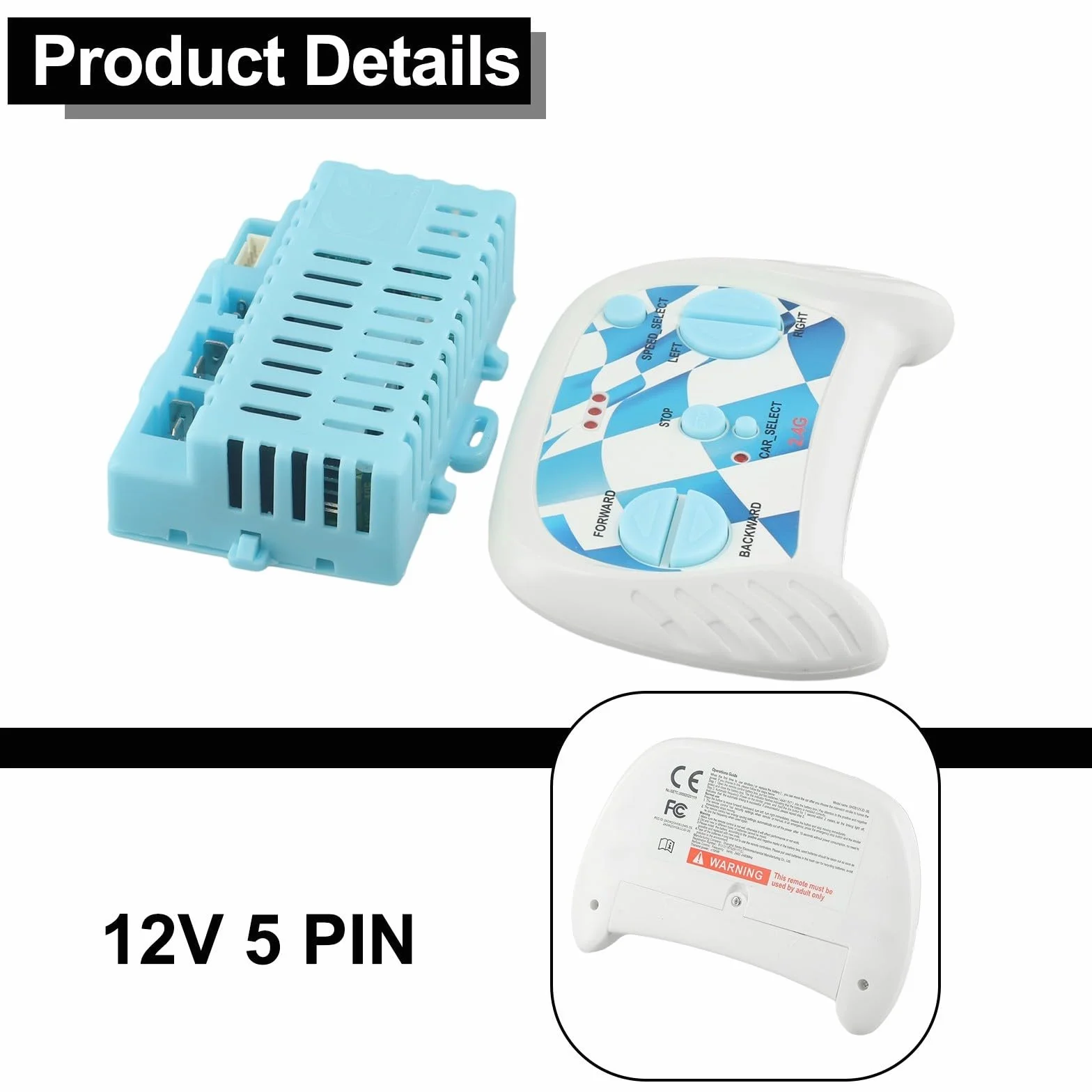 Receptor 24V 5 pines para coche eléctrico infantil con mando a distancia 2,4G Bluetooth
