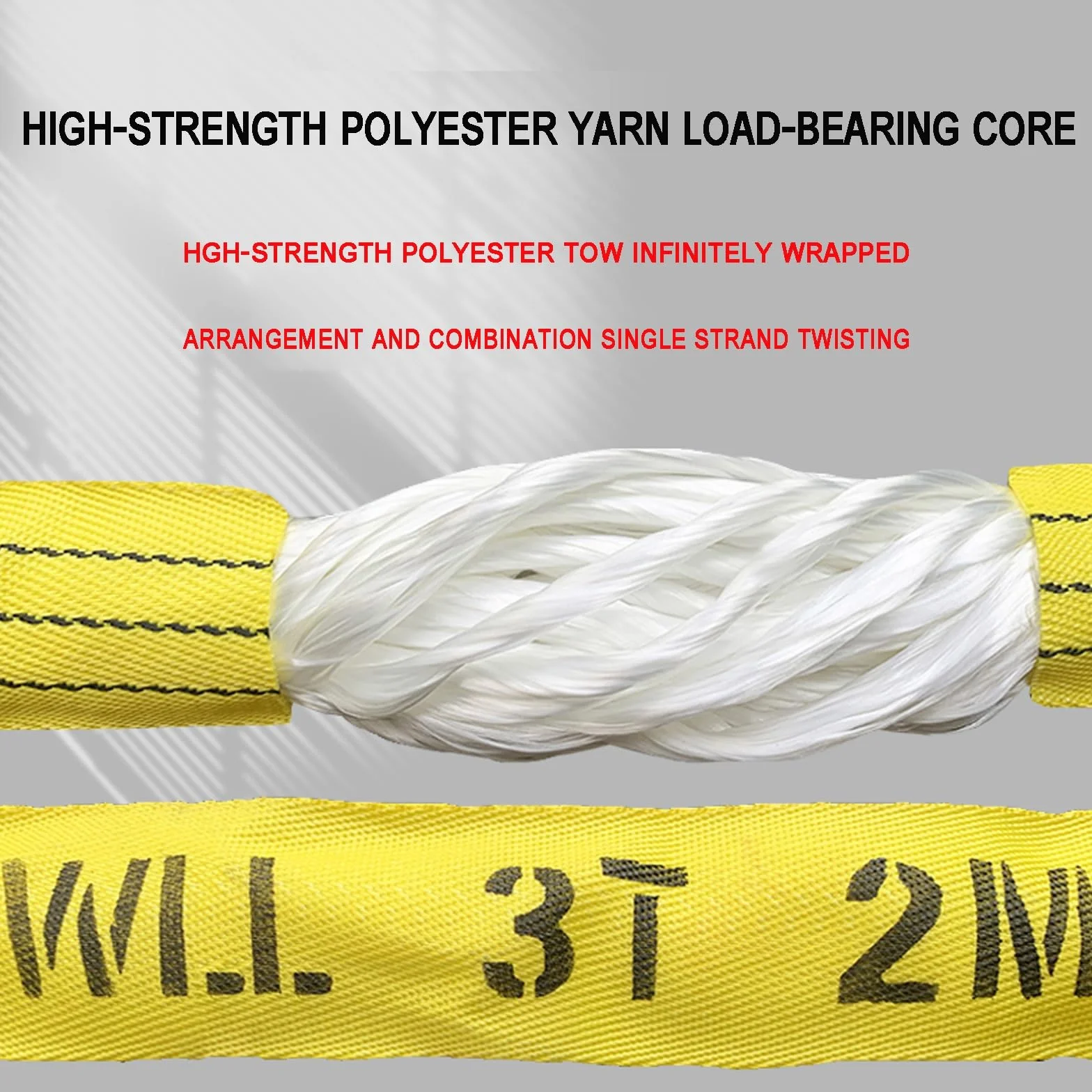 Eslinga Flexible，Eslinga de elevación，Eslinga Tubular Redonda de Poliéster，con Tratamiento anticortes y antiabrasión，para Polipasto Cestas(10T,10M)