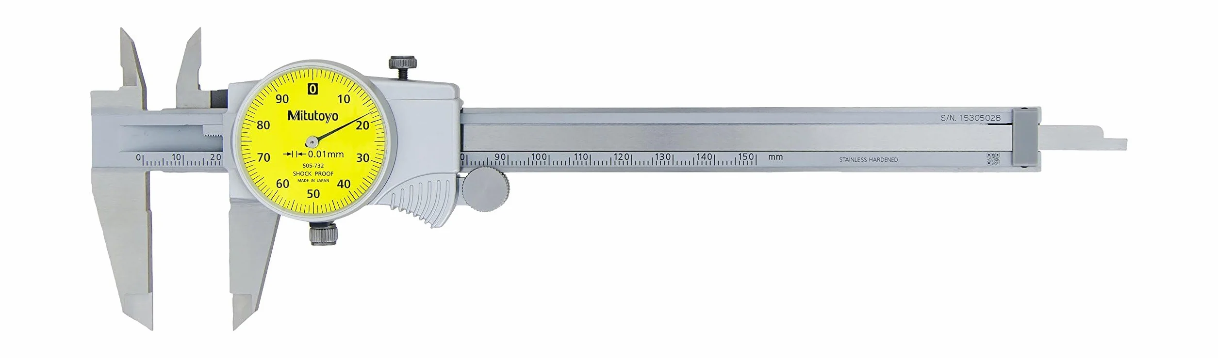 Mitutoyo 505-732 - Calibre de esfera (1 mm por rev, 0-150 mm, precisión de 0,01 mm)
