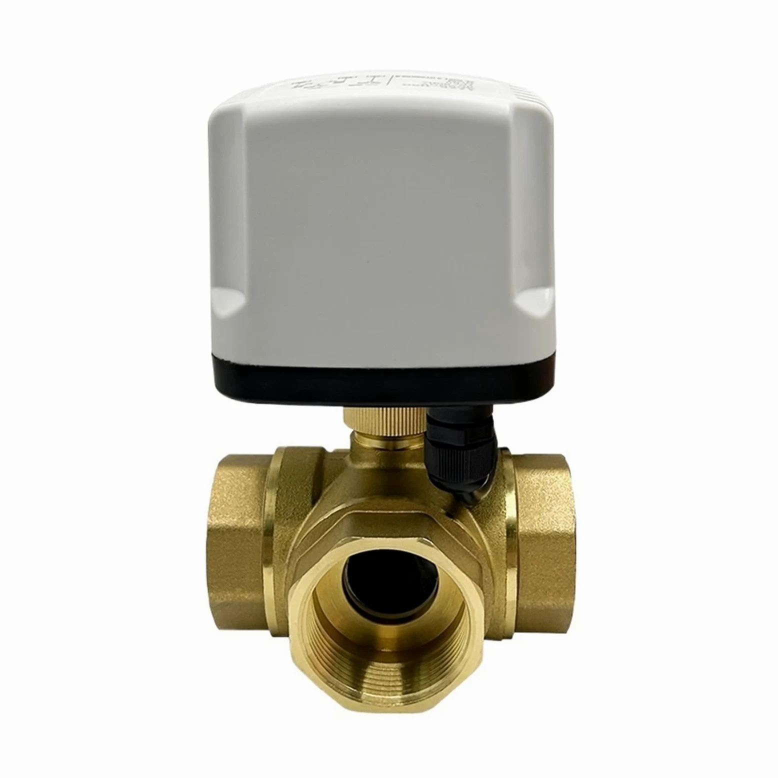 Válvula de bola motorizada DN15 DN20 DN25 DN32 DN40 Válvula de bola motorizada de latón de 3 vías - Control de cable Tipo T Válvula de bola eléctrica impermeable IP65 Piezas de válvulas de apertura y