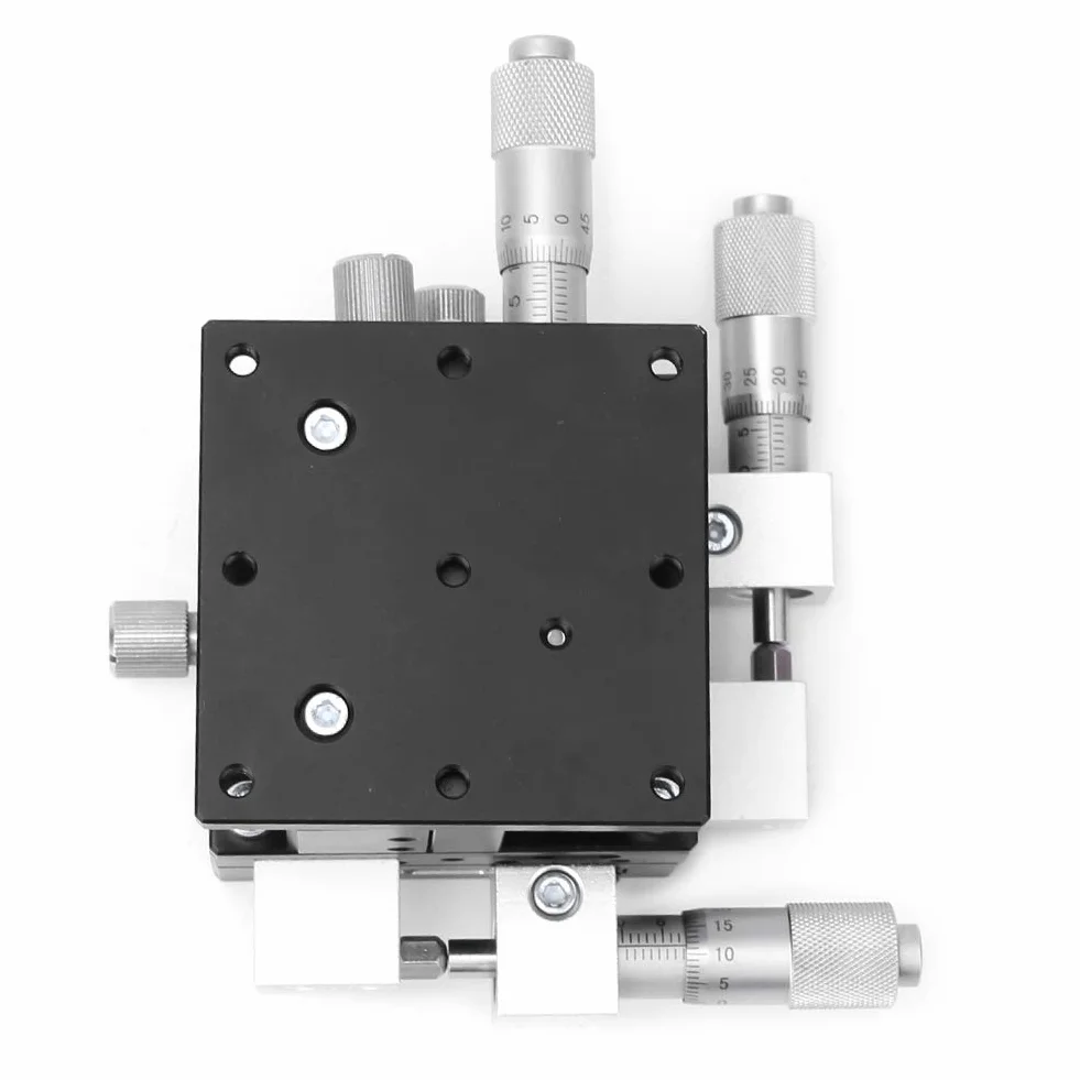 LD60-LM XYZ Plataforma de Recorte de Escenario Lineal de 3 Ejes, 60 x 60 mm Plataforma de Ajuste de Cojinete de Ajuste de Plataforma Lineal Manual Mesa deslizante