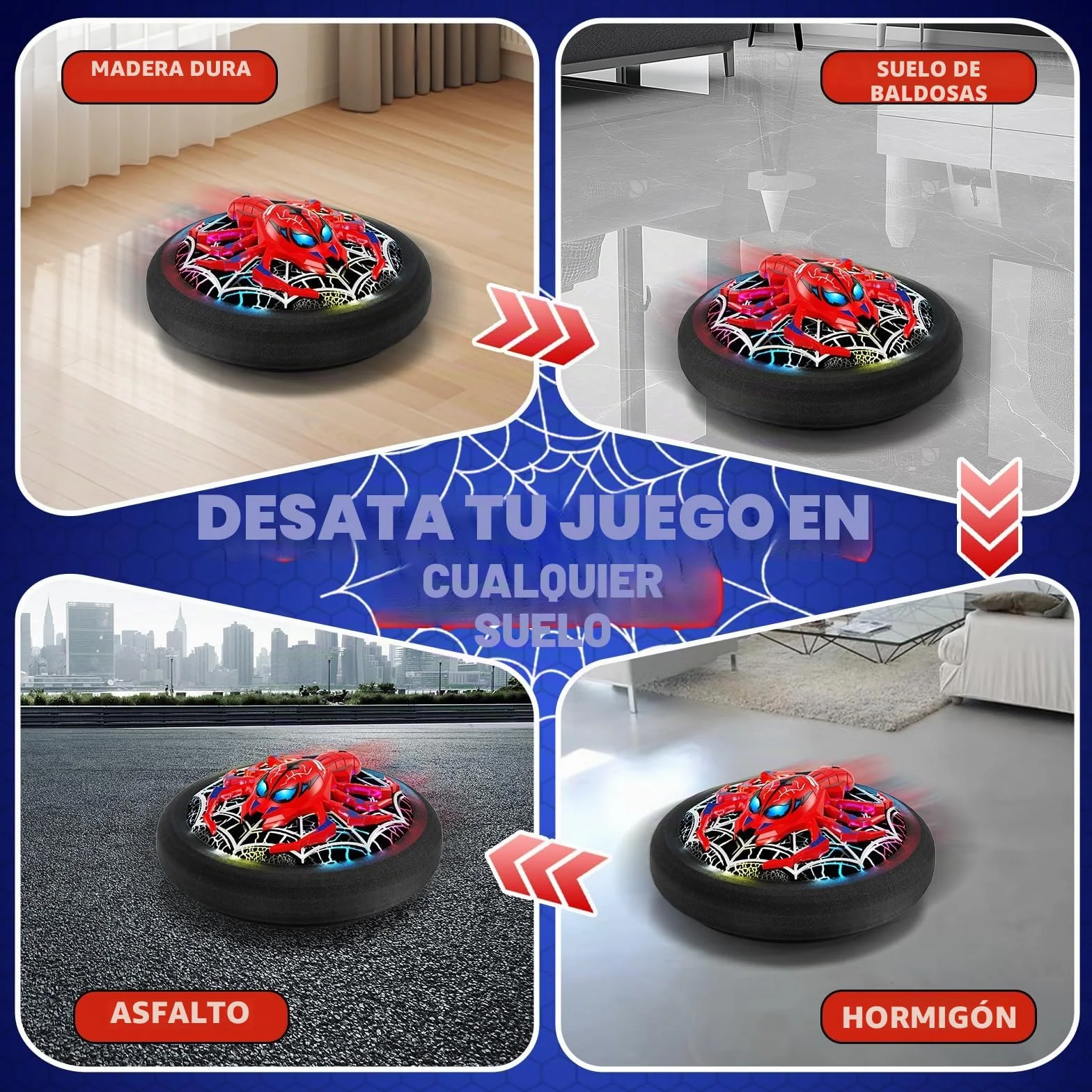 Spider Balón de Fútbol Flotante LED con Batería Recargable, Balón de Propulsión de Aire para Niños 3-8 Años