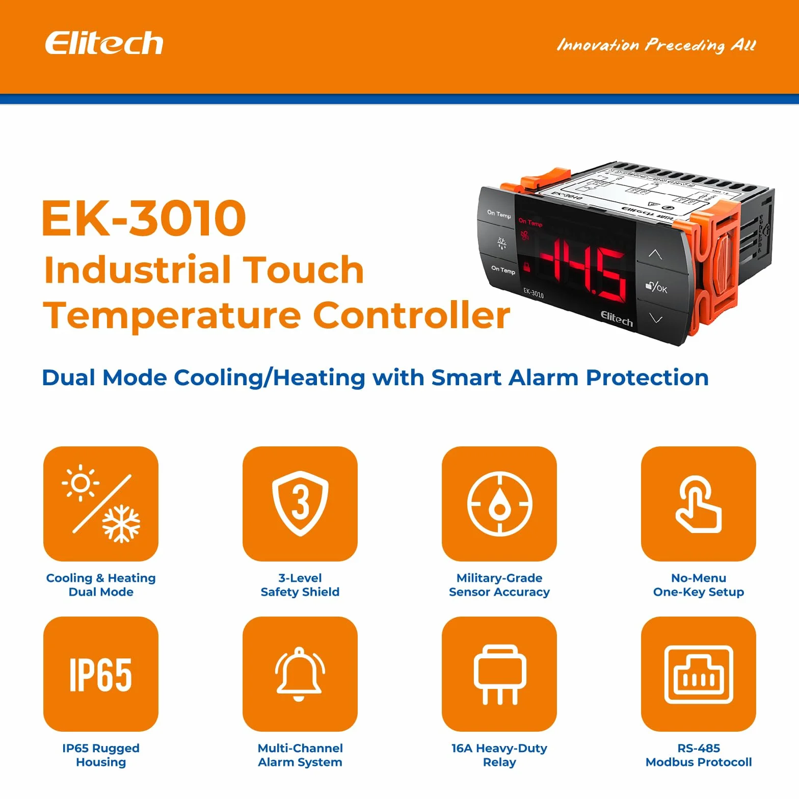 Elitech EK-3010 Termostato Digital para Calefacción y Enfriamiento Hogar Cámara Fría