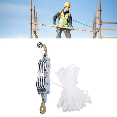 Heavy Du - Sistema de polea de elevación de cuerda de 2200 libras para elevación industrial Ga Warehouse, fácil de usar, manejo eficiente de materiales de alta capacidad