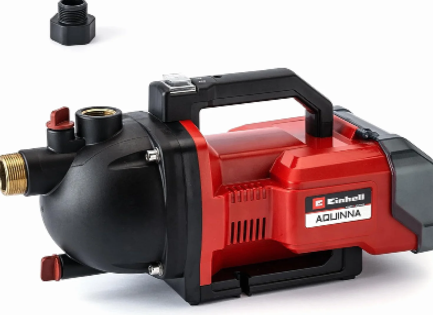 Einhell Bomba de jardín a batería AQUINNA 36/30 Power X-Change (2x 18 V, interruptor ECO de 2 escalones, tornillo de entrada y salida de agua, protección térmica, asa de transporte, sin baterías)