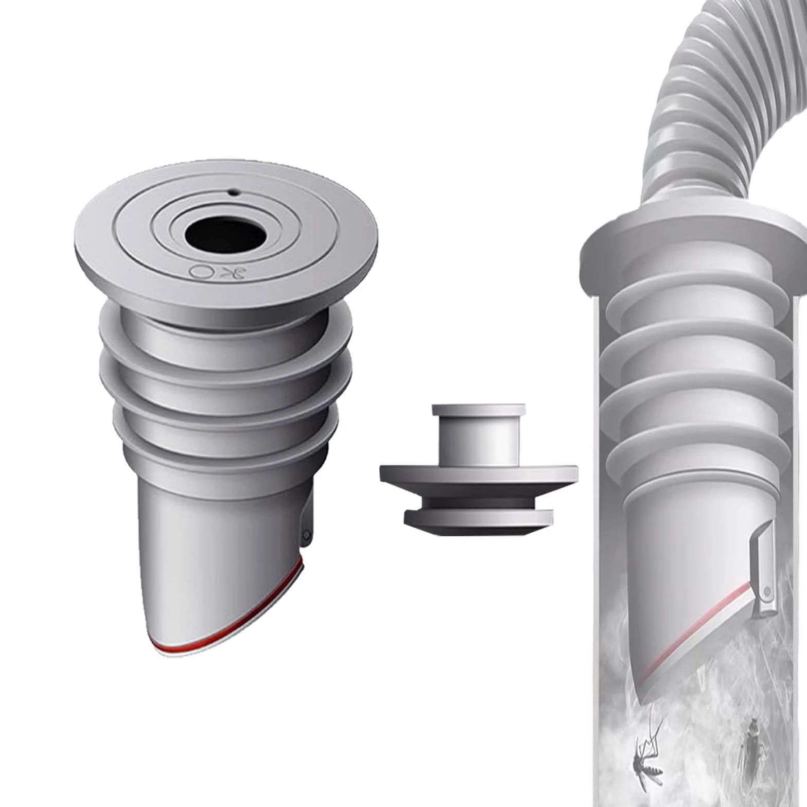 Sello de Tubería de Lavadora WISIRENT 35-40mm Gris Silicona Desodorante