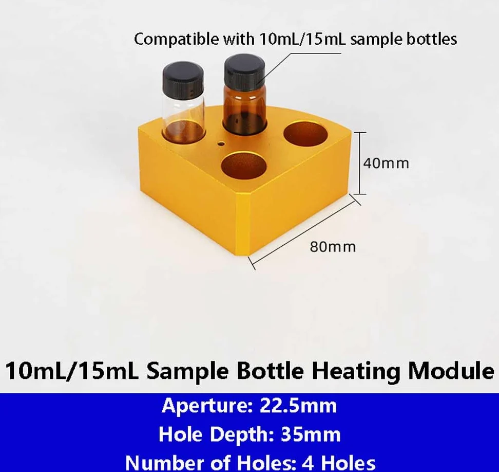 Módulo de calentamiento de botellas de muestra de laboratorio - Bloque de calentamiento de baño seco de aleación de aluminio for agitadores magnéticos(10/15mL)