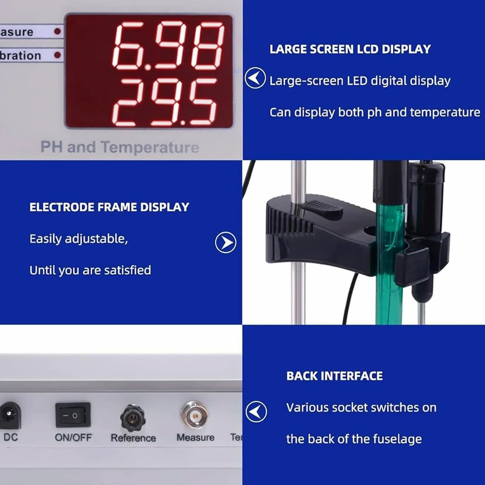Probador digital de temperatura y pH de escritorio | Calibración automática de 2 puntos y compensación automática de temperatura, precisión de pH de ±0,01 for pruebas ambientales