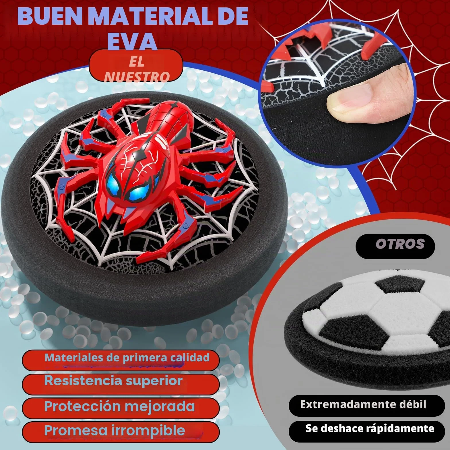 Spider Balón de Fútbol Flotante LED con Batería Recargable, Balón de Propulsión de Aire para Niños 3-8 Años
