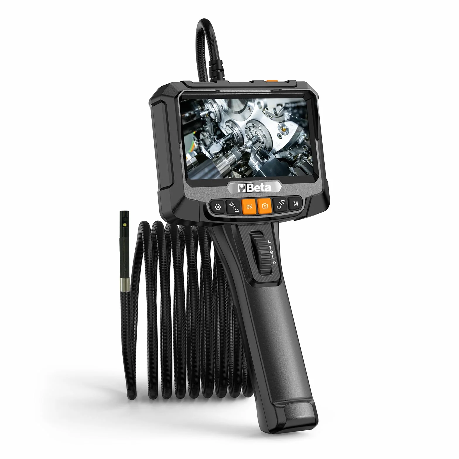 Beta 961N - videoscopio electrónico HD de 5", sonda flexible de 360° de 1,5 m, IP67, grabación de vídeo/fotografía, herramienta de diagnóstico profesional