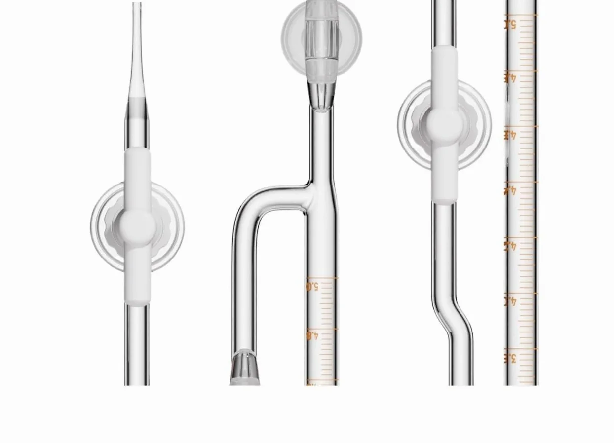 Set de Micro-Bureta Clase A - Vidrio Borosilicato, Llave PTFE, Titulación de Alta Precisión con Soporte(1ml Glass piston-With base)