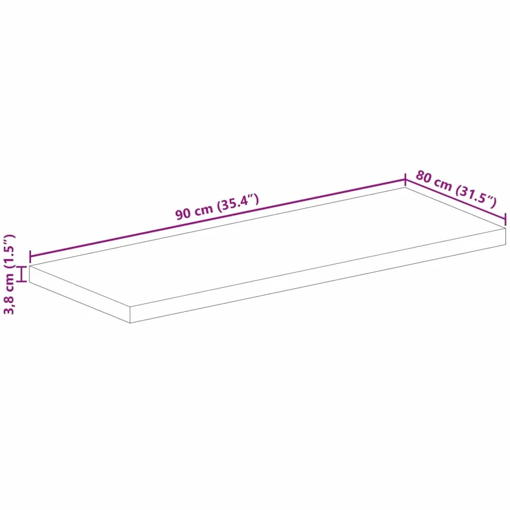 vidaXL Tablero de Mesa Rectangular Madera Maciza Acacia 90x80x3,8 cm, Superficie de Mesa, Tablero de Mesa de Madera, Tablero de Mesa de Centro