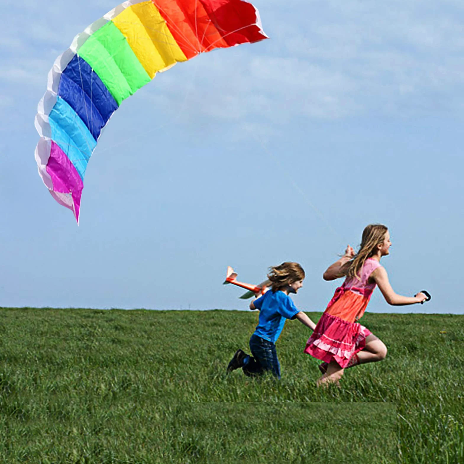 Rainbow Dual Line Professional Stunt Power Kite, Cometa Deportiva con Líneas Dobles de 30 M