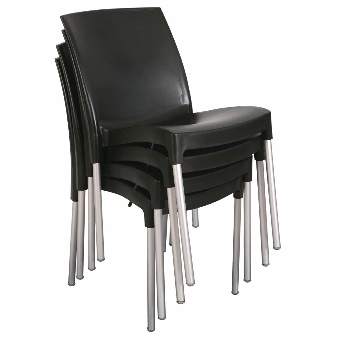 Bolero gj976 Bistro silla lateral, polipropileno y aluminio, negro (Pack de 4)