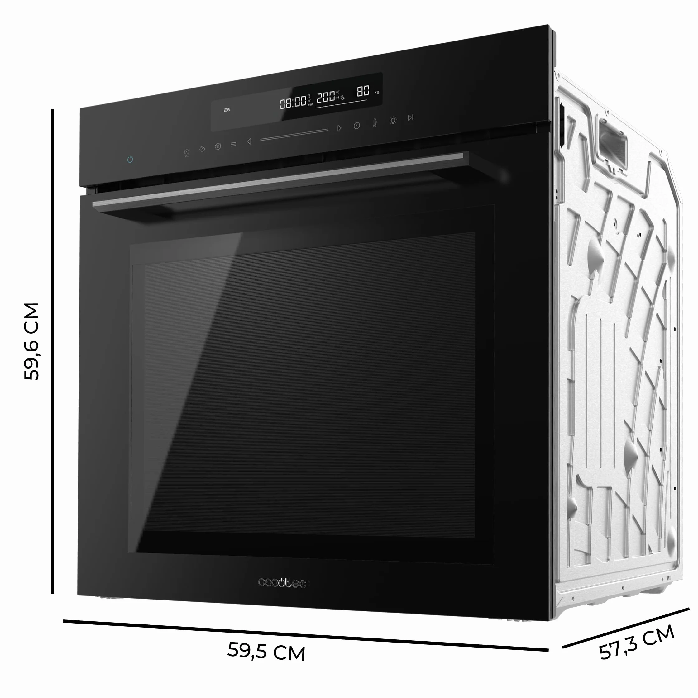Cecotec Horno Integrable 60cm Bolero Hexa SM406000 2900W 72L 12 Funciones Piedra para Pizzas Steam Assist EasyClean Eco Defrost
