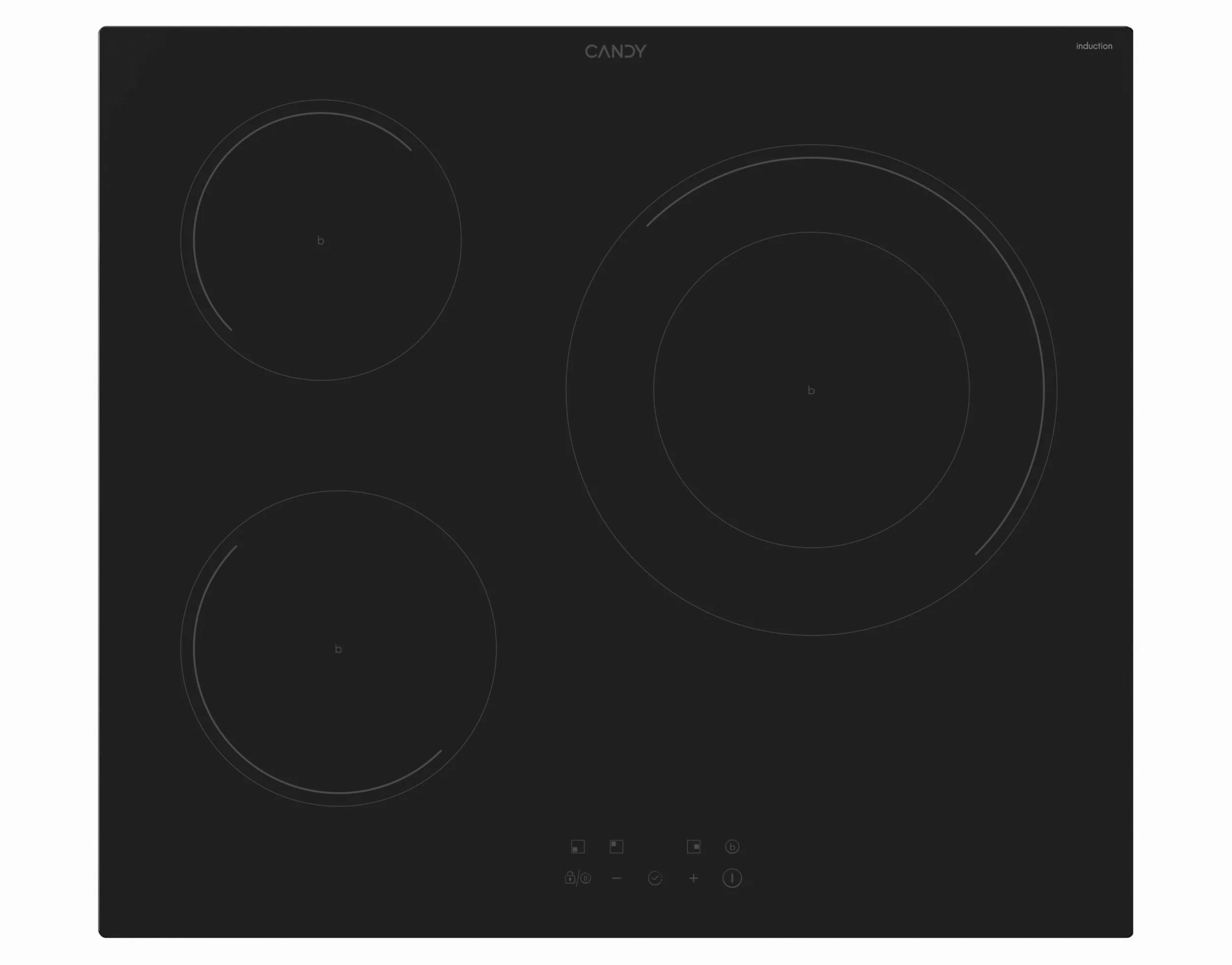 Candy CI633CBB1 Placa Inducción 60cm 7,2KW 3 Zonas Paellero 28CM 9 Niveles Potencia Negro