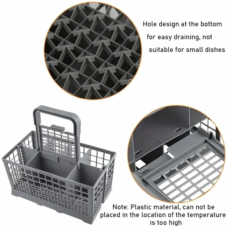 Cesta universal cubiertos para lavavajillas 24.1 x 13.4 cm Asa desmontable Compatible con Bosch Siemens Neff AEG Gorenje Privileg