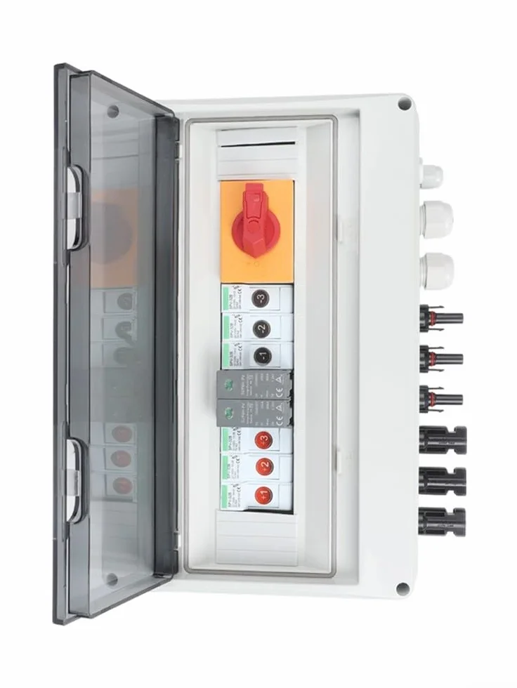 Caja combinada solar fotovoltaica de 3 cuerdas de 1000 V 3 en 1 salida