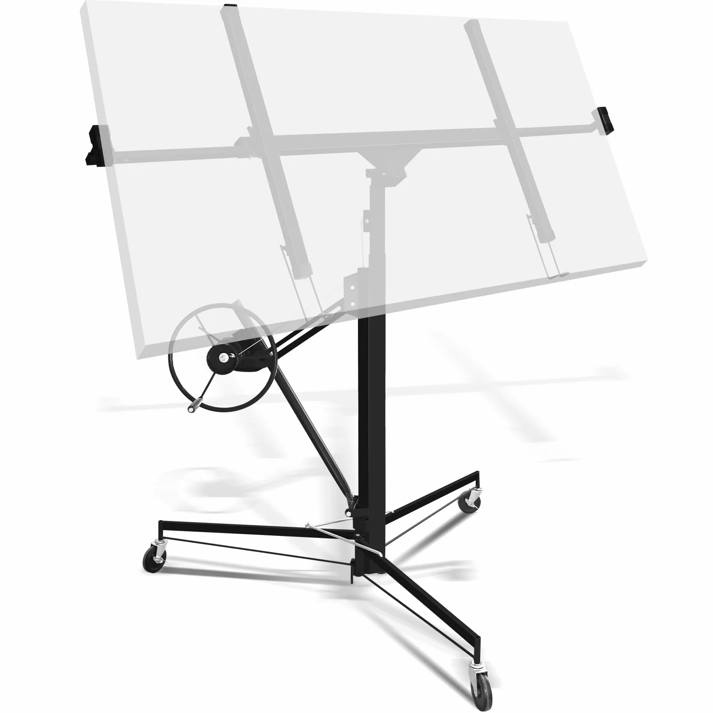 Sonnewelt - Elevador de placas negro, 68 kg de carga, plegable, altura ajustable XXL de 140 cm a 350 cm, ancho máximo del brazo de carga de 290 cm