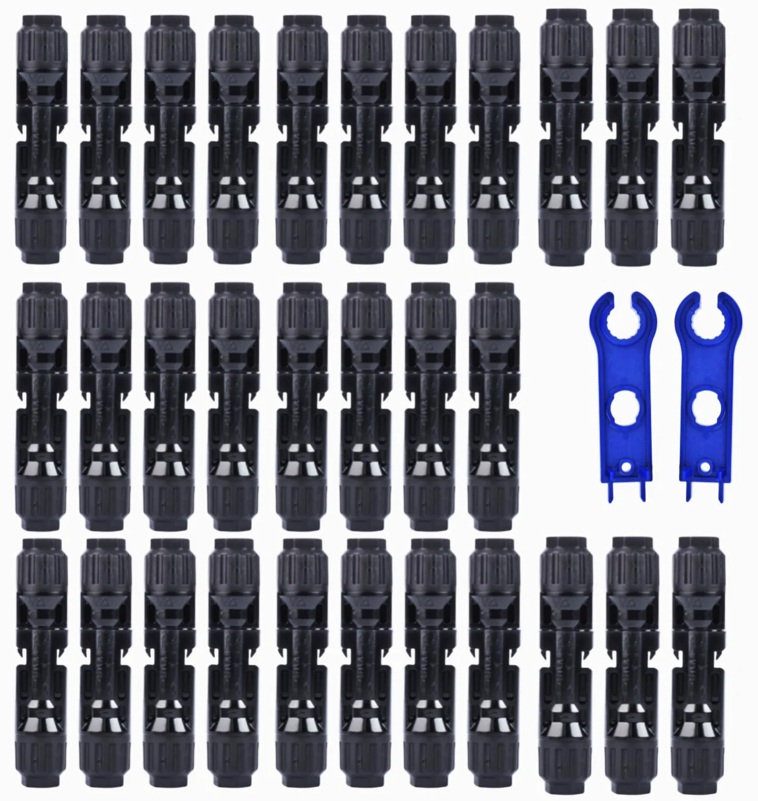 60 conectores solares para panel de alambre PV (14-10 AWG) Cable con llaves IP67 impermeable macho/hembra (30 pares)