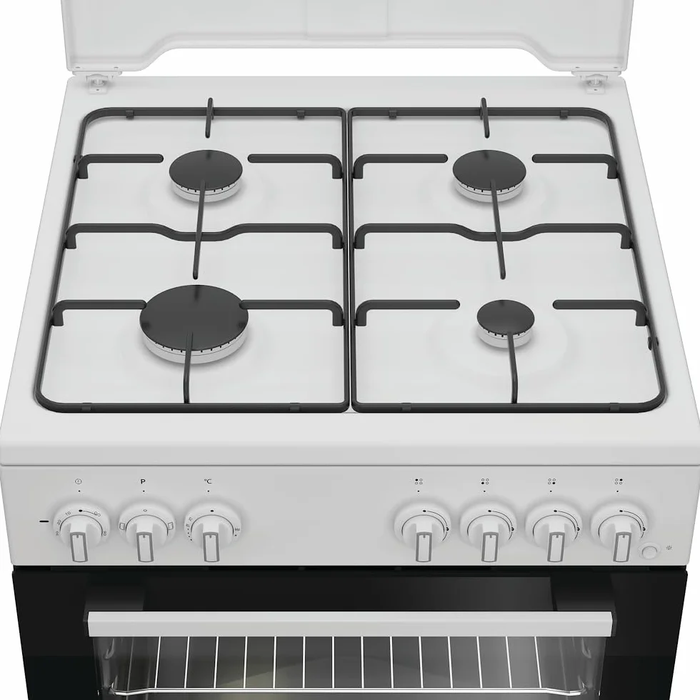 Cocina de gas 60 cm 4 fuegos horno eléctrico 73 L Click&Clean Click&Steam temporizador blanco clase A