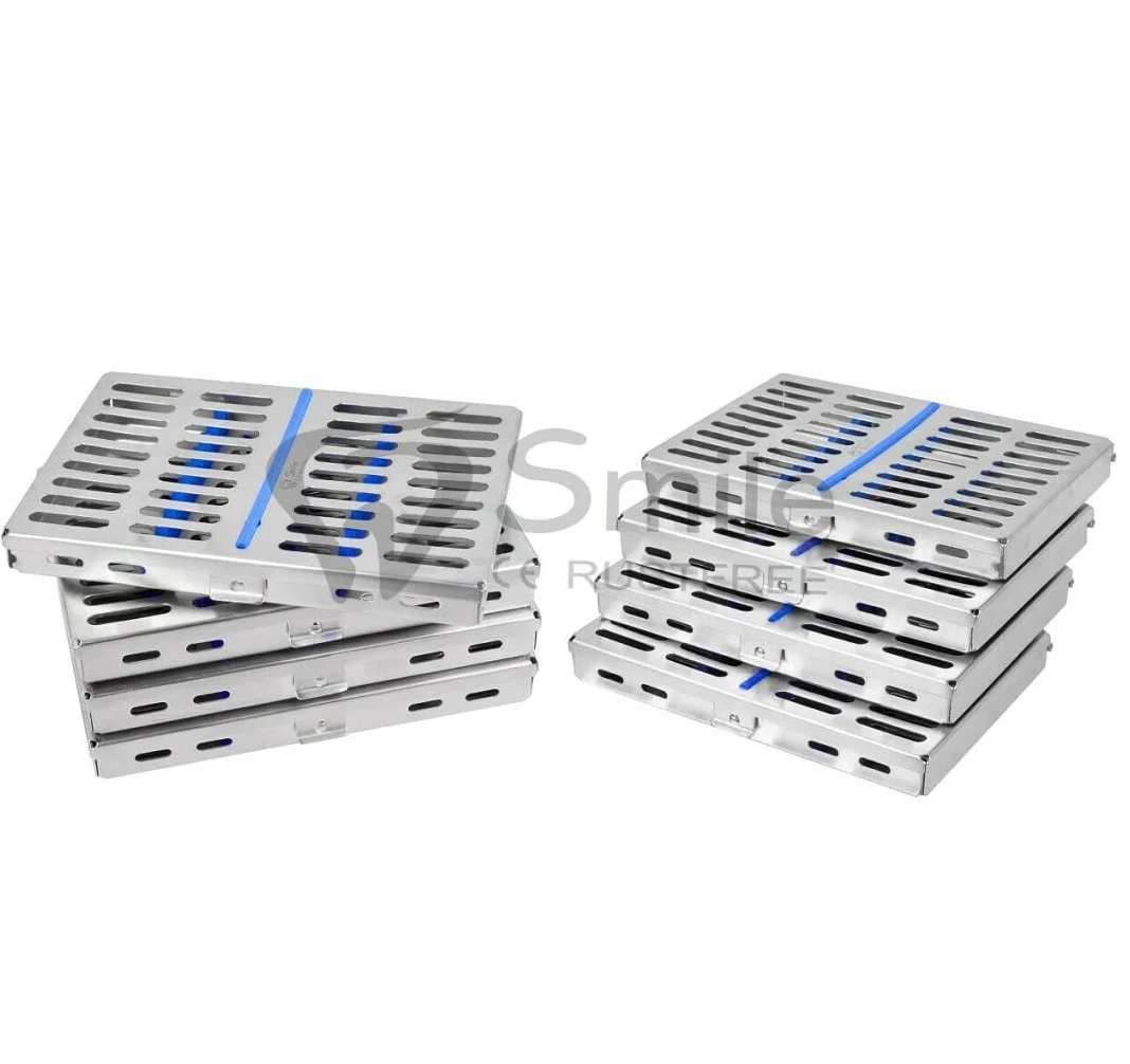 Juego de 8 cajas de bandeja de esterilización para casetes - Capacidad para 10 instrumentos CE U.K