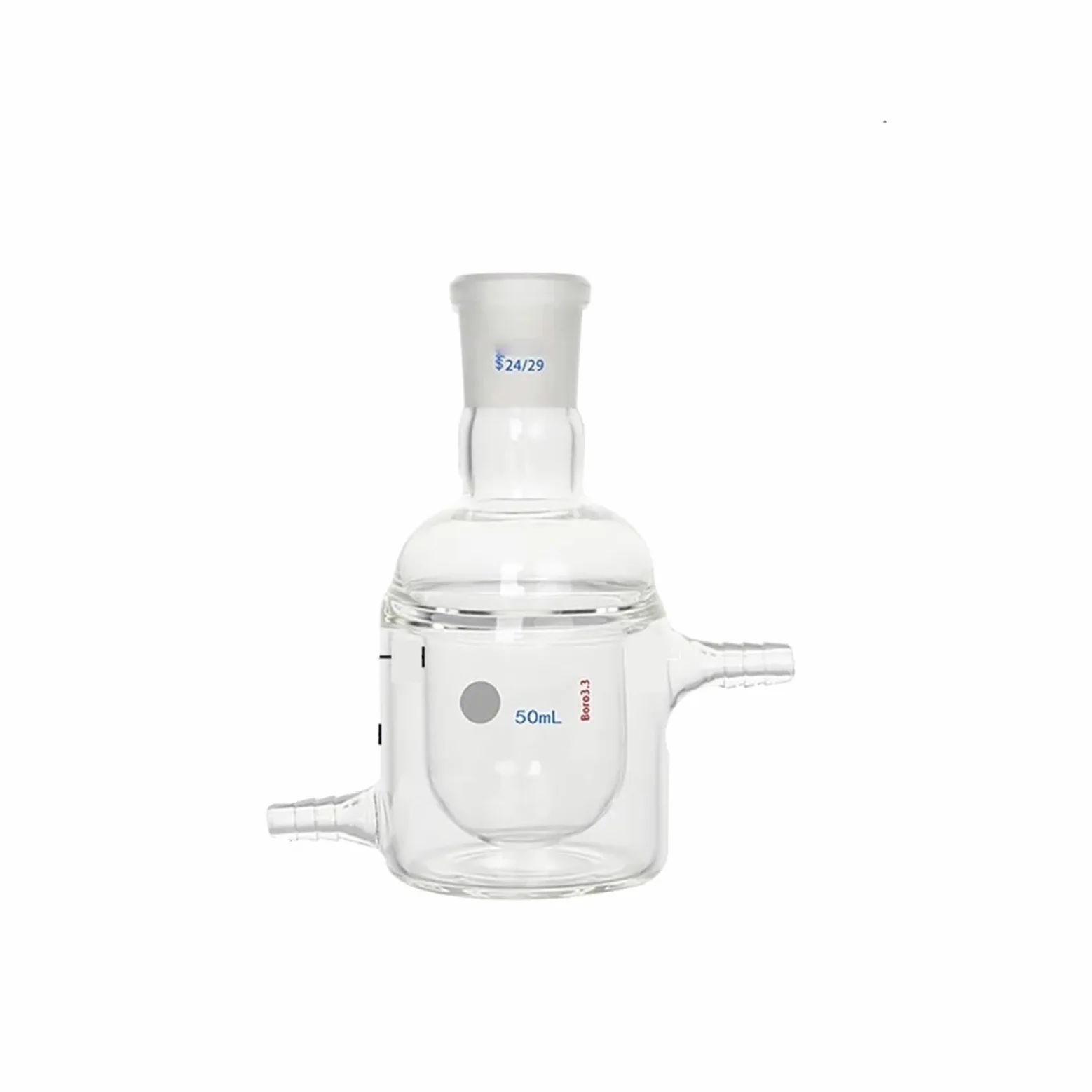Botella de reacción con camisa de doble capa, Reactor de puerto único, cristalería de matraz de laboratorio de fondo(100ML-24)