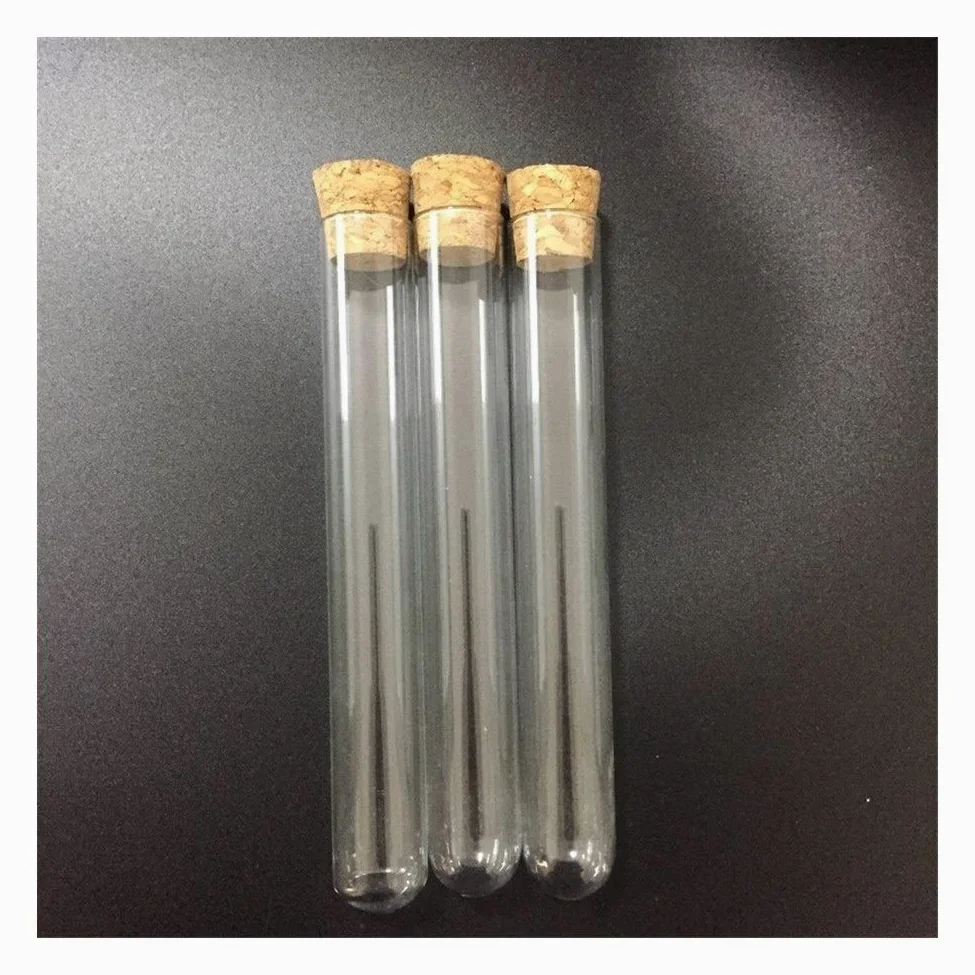 BAtlam Tubos de ensayo 30 unids/Lote Tubo de ensayo de Vidrio, 20mm * 200mm, con Fondo Redondo de Corcho Tubo de Embalaje de cigarros cristalería de Laboratorio, Laboratorio Escolar General
