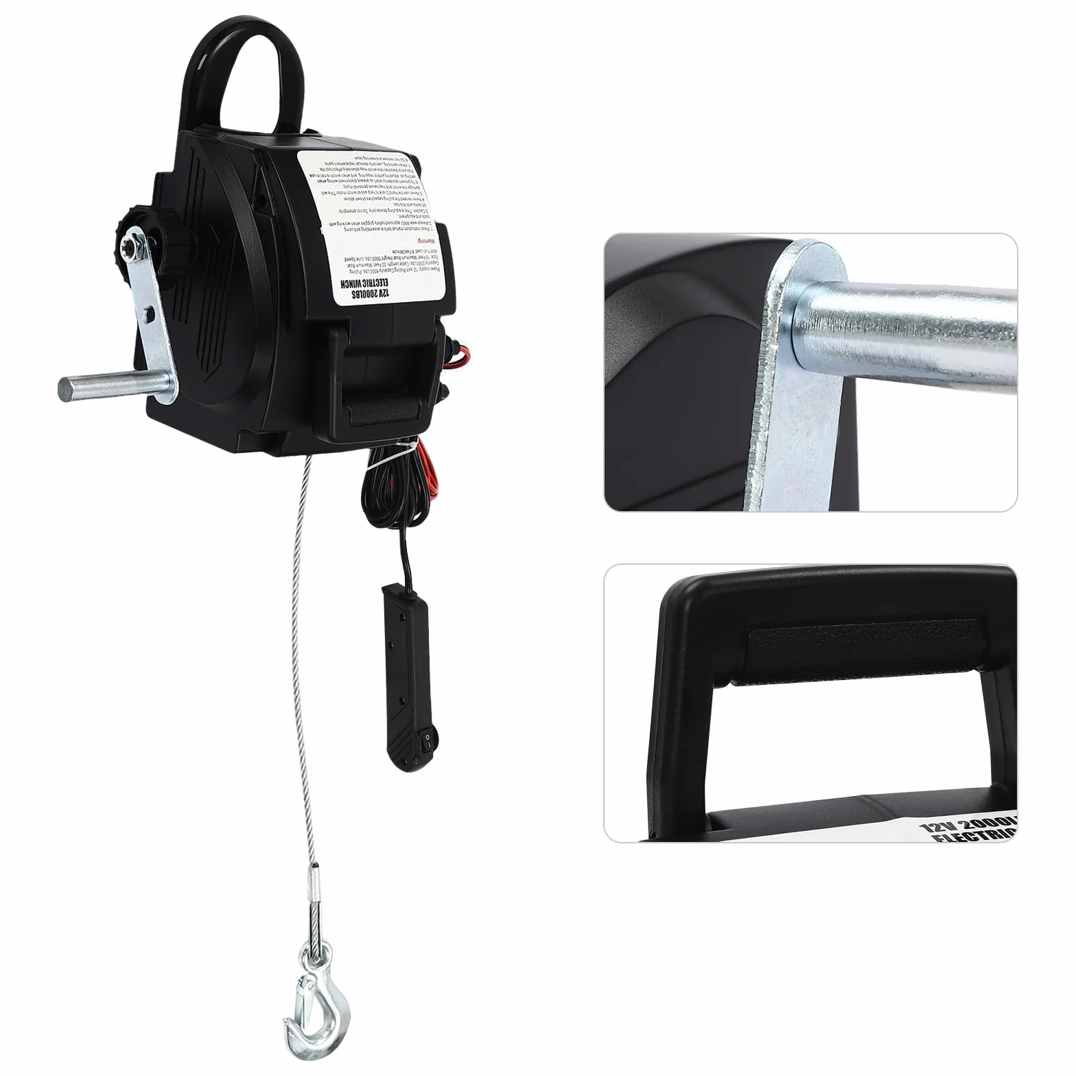 Minus One Cabrestante eléctrico, 12 V, 9,2 m, Fuerza de tracción hasta 907 kg