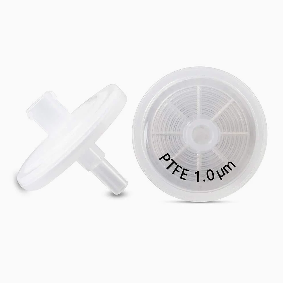 Filtros de jeringa PTFE - Hidrófobos, Diámetro 25mm, Tamaño de poro 1,0μm o 5,0μm, Paquete de 100 para filtración de laboratorio(PTFE-25mm-1.0μm)